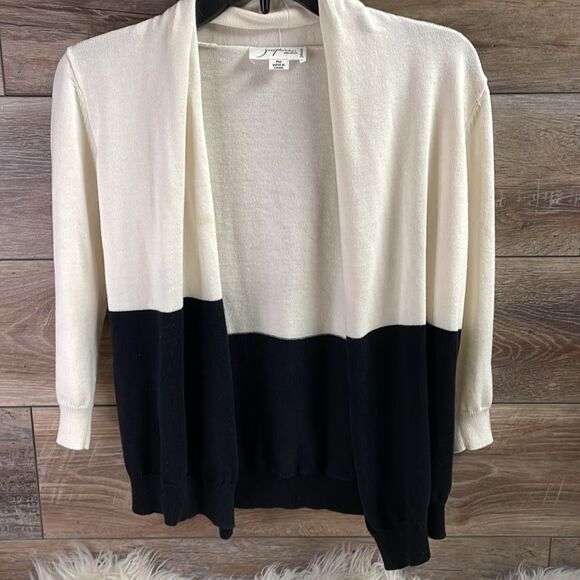Josephine Studio Sweater Cardigan, Size Petite Medium, Off White and Black - Picture 4 of 7